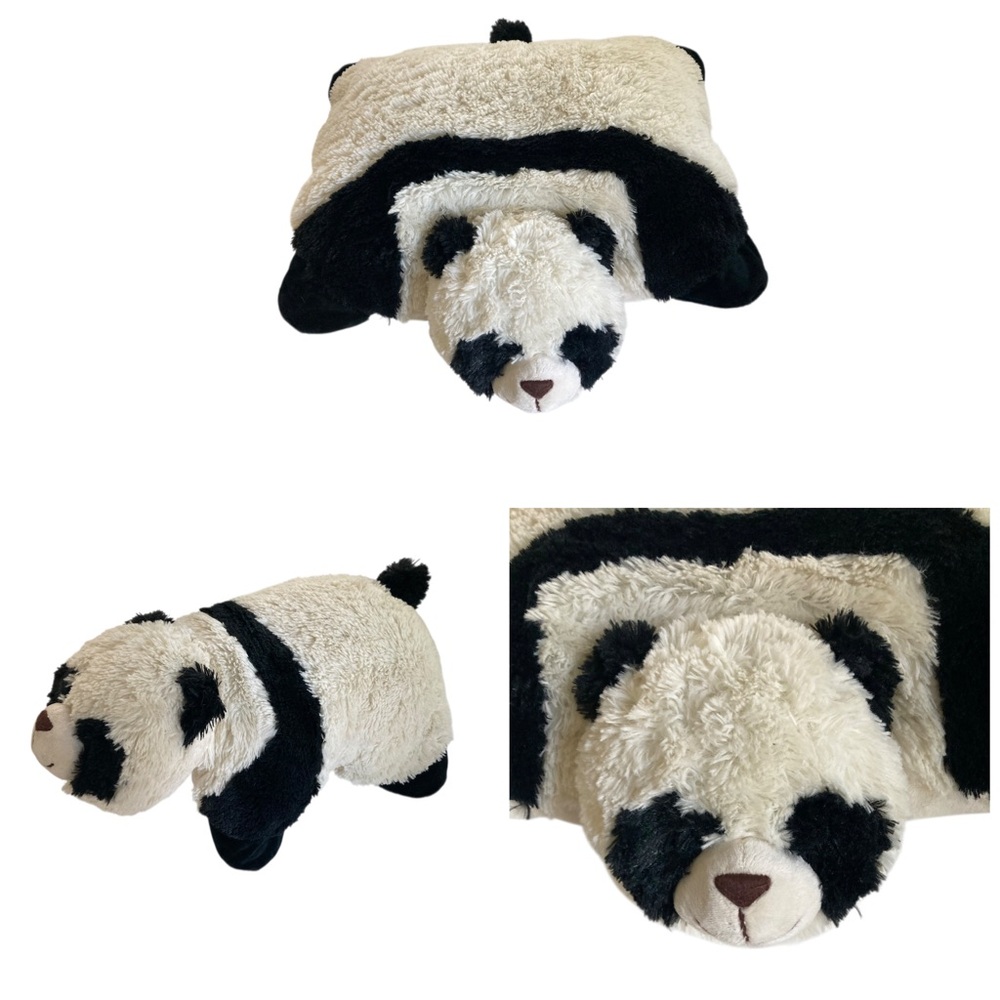 Pillow Pets‎ 2010 Panda Bear 18.5” White Black Large Plush Stuffed Animal